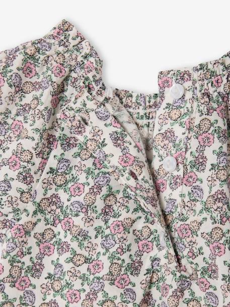 Blouse voor pasgeborene met bloemenprint ecru - vertbaudet enfant 