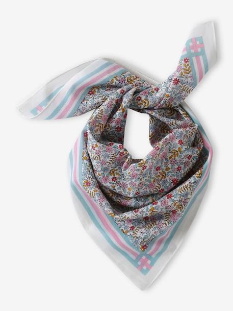 Fleurs-print sjaal voor meisjes ecru+grijsblauw - vertbaudet enfant 
