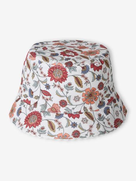 Bob met bloemenprint voor meisjes ecru - vertbaudet enfant 