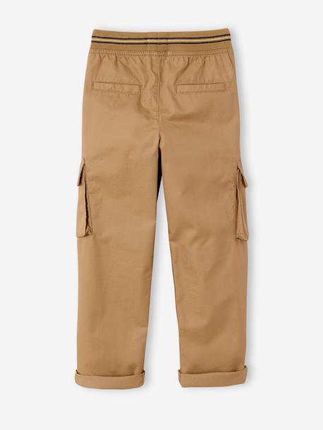 Rechte cargobroek MorphologiK voor jongens met smalle heupomtrek nachtblauw+zandbeige - vertbaudet enfant 