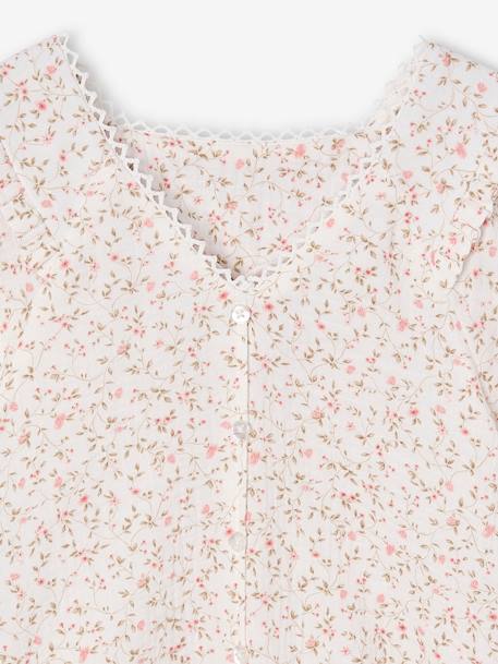 Feestelijke meisjesblouse met bloemetjes van katoengaas roze, bedrukt - vertbaudet enfant 