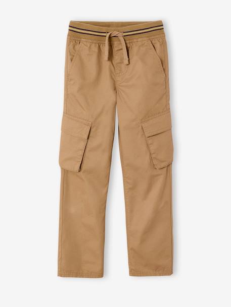 Rechte cargobroek MorphologiK voor jongens met smalle heupomtrek nachtblauw+zandbeige - vertbaudet enfant 