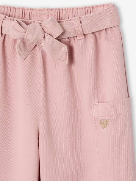 Wijde driekwartsbroek in Tencel® voor meisjes rozen - vertbaudet enfant 