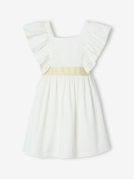 Nette jurk met gouden riem rouge+wit - vertbaudet enfant 