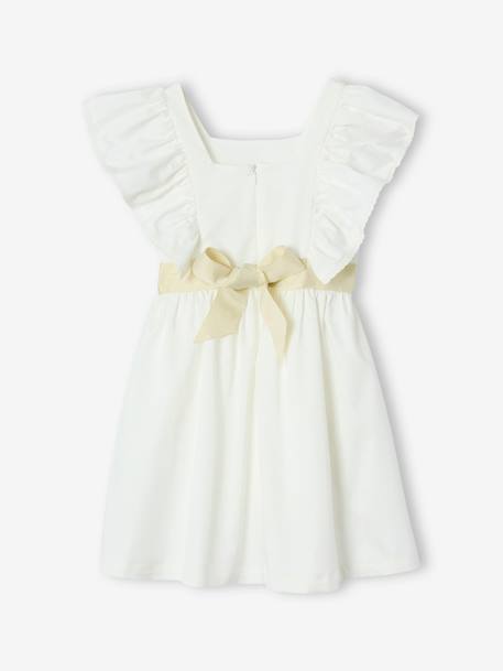 Nette jurk met gouden riem rouge+wit - vertbaudet enfant 