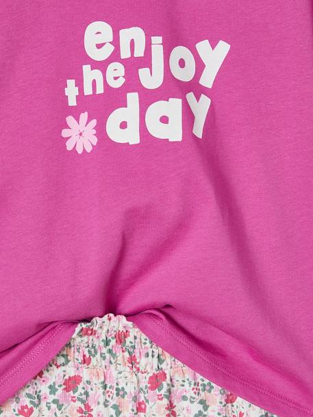 Meisjesset T-shirt + broek met wijde pijpen paars - vertbaudet enfant 