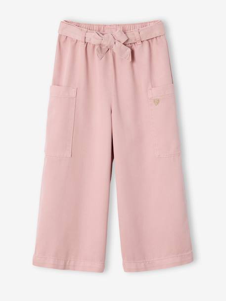 Wijde driekwartsbroek in Tencel® voor meisjes rozen - vertbaudet enfant 
