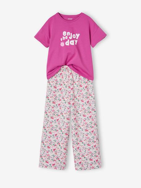 Meisjesset T-shirt + broek met wijde pijpen paars - vertbaudet enfant 
