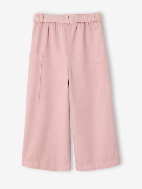 Wijde driekwartsbroek in Tencel® voor meisjes rozen - vertbaudet enfant 