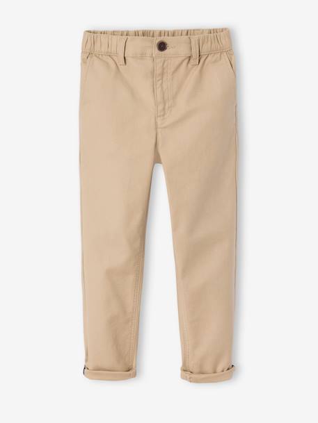 Chinobroek jongens, eenvoudig aan te trekken beige+marineblauw - vertbaudet enfant 