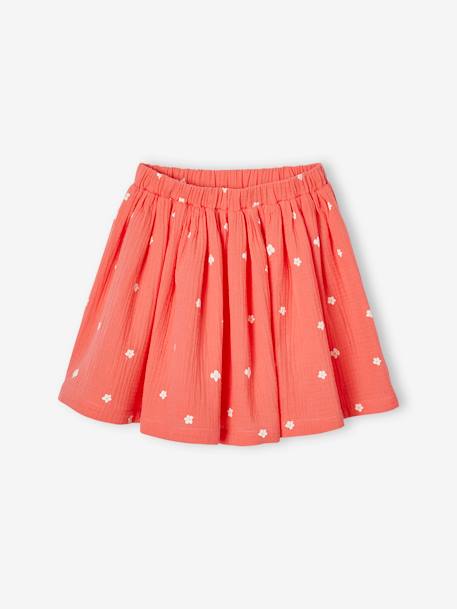 Meisjesset met geknoopte blouse en rokje koraal - vertbaudet enfant 