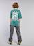 T-shirt met motief voor/achter, gewassen effect JONEN blauwgroen+ecru - vertbaudet enfant 