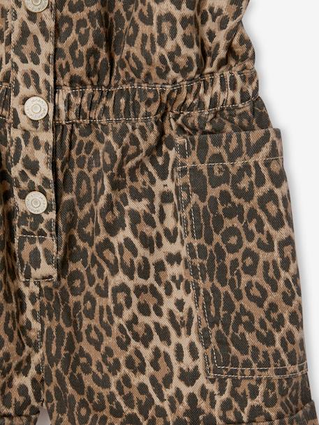 Denim short met luipaardprint beige - vertbaudet enfant 