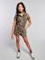 Denim short met luipaardprint beige - vertbaudet enfant 