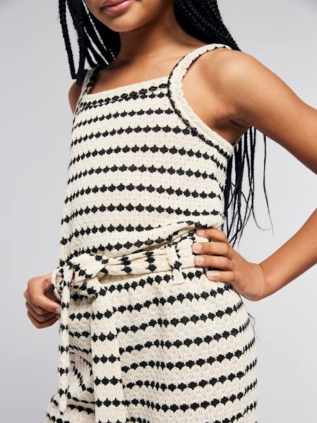 Sweater met fantasiebreisel voor meisjes JONEN zwart+zwart, gestreept - vertbaudet enfant 