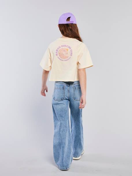 Meisjesjeans met destroyed effect JONEN lichtblauw+middenblauw - vertbaudet enfant 