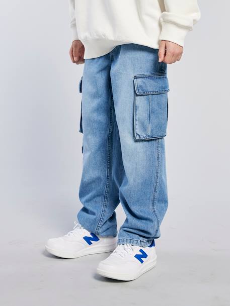 Denim loose battle jongensbroek denimgrijs+gebleekt denim - vertbaudet enfant 