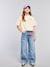 Meisjesjeans met destroyed effect JONEN lichtblauw+middenblauw - vertbaudet enfant 