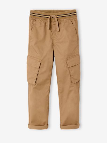 Rechte cargobroek MorphologiK voor jongens met smalle heupomtrek nachtblauw+zandbeige - vertbaudet enfant 