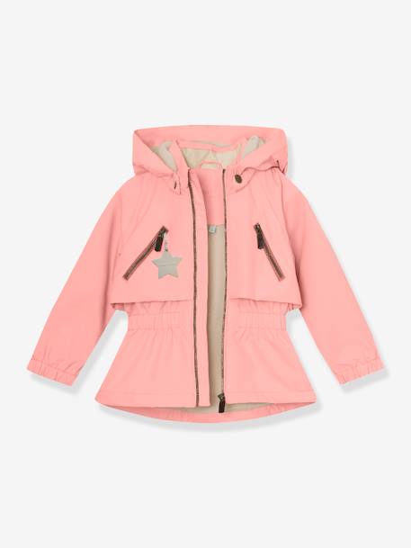 Waterdichte meisjesjas voor het tussenseizoen met fleecevoering MATALGEA MINI A TURE roze (poederkleur)+rozenhout+saliegroen - vertbaudet enfant 