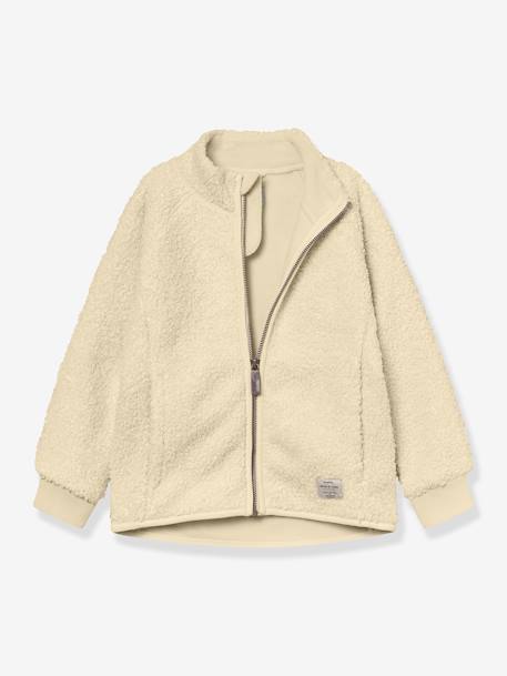 Jas van teddyfleece met rits MATCEDRIC MINI A TURE groen+zandbeige - vertbaudet enfant 