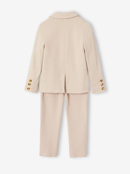 Feestelijke jongensset met overhemd met maokraag en broek beige+blauwgroen+hemelsblauw - vertbaudet enfant 