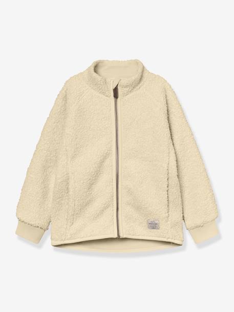 Jas van teddyfleece met rits MATCEDRIC MINI A TURE groen+zandbeige - vertbaudet enfant 