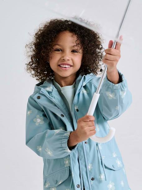 Regenjas met magische stippen voor meisjes bedrukte salie+hemelsblauw+lichtroze+rouge+rozen - vertbaudet enfant 
