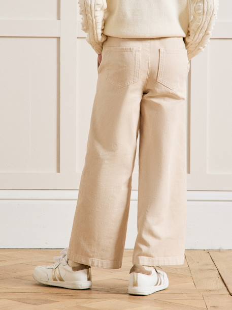 Wijde broek voor meisjes CYRILLUS zandbeige - vertbaudet enfant 