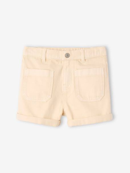 Meisjesshort met opgestikte zakken rozen+vanille - vertbaudet enfant 