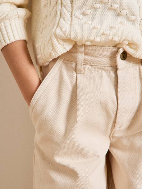 Wijde broek voor meisjes CYRILLUS zandbeige - vertbaudet enfant 