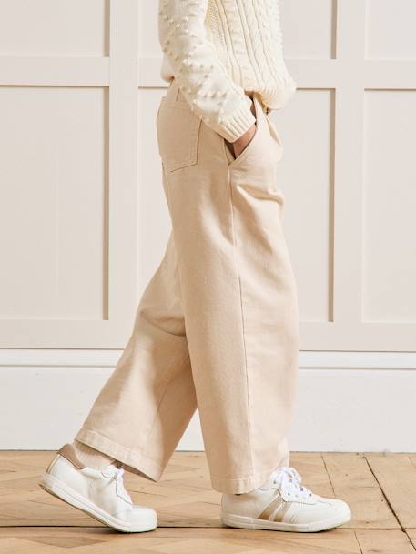 Wijde broek voor meisjes CYRILLUS zandbeige - vertbaudet enfant 