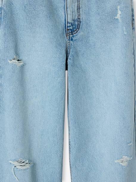 Meisjesjeans met destroyed effect JONEN lichtblauw+middenblauw - vertbaudet enfant 