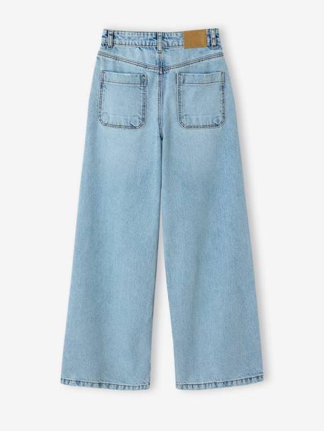 Meisjesjeans met destroyed effect JONEN lichtblauw+middenblauw - vertbaudet enfant 