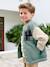 Teddy-sweatshirt in fleece voor jongens met lusbadge. antraciet+dennen+marineblauw+smaragdgroen - vertbaudet enfant 