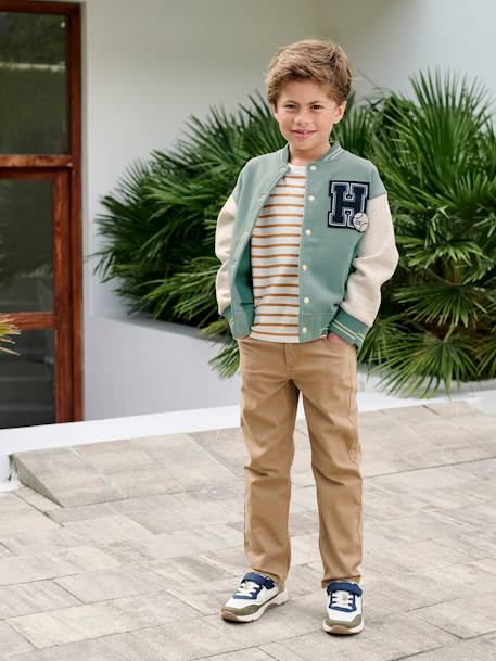 Teddy-sweatshirt in fleece voor jongens met lusbadge. antraciet+dennen+marineblauw+smaragdgroen - vertbaudet enfant 