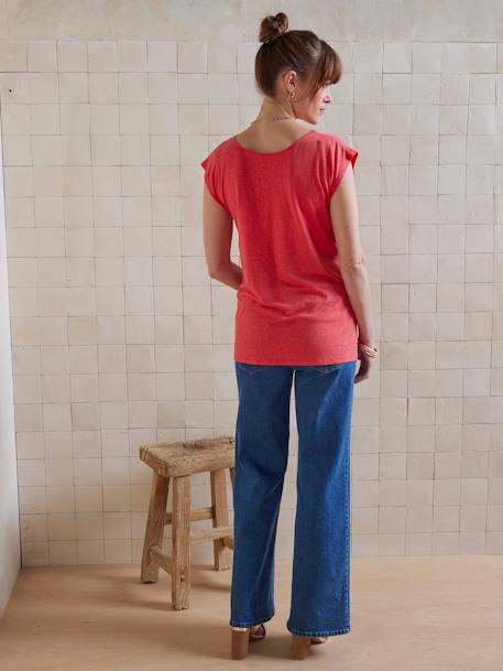 Zwangerschapsshirt met voor- en achterkant van linnenmix grenadine+oudroze - vertbaudet enfant 