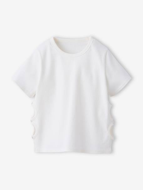 T-shirt voor meisjes met ajourdetails aan de zijkanten JONEN ecru - vertbaudet enfant 