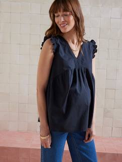 -Mouwloze zwangerschapsblouse van katoenen voile