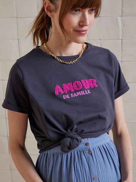Zwangerschaps- en voedingsshirt met tekst van biologisch katoen 6440 - vertbaudet enfant 