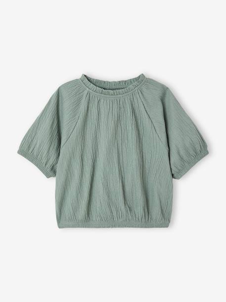 Crop top voor meisjes ecru+koraal+saliegroen - vertbaudet enfant 