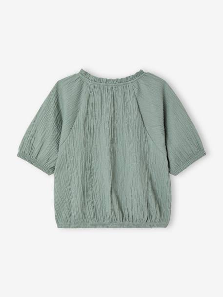 Crop top voor meisjes ecru+koraal+saliegroen - vertbaudet enfant 