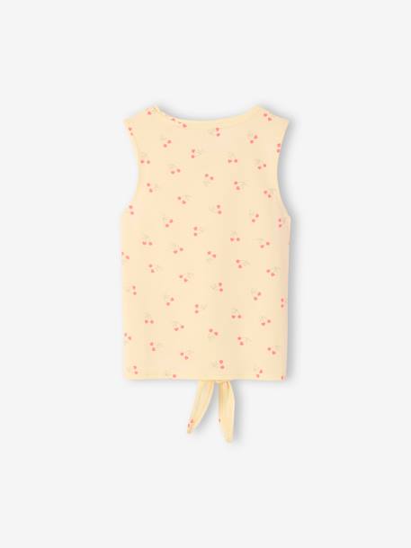 Bedrukte tanktop met knoop voor meisjes lichtgeel - vertbaudet enfant 