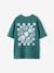 T-shirt met motief voor/achter, gewassen effect JONEN blauwgroen+ecru - vertbaudet enfant 