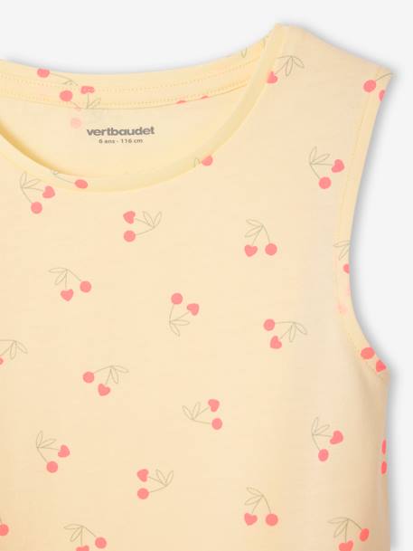 Bedrukte tanktop met knoop voor meisjes lichtgeel - vertbaudet enfant 