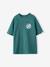 T-shirt met motief voor/achter, gewassen effect JONEN blauwgroen+ecru - vertbaudet enfant 