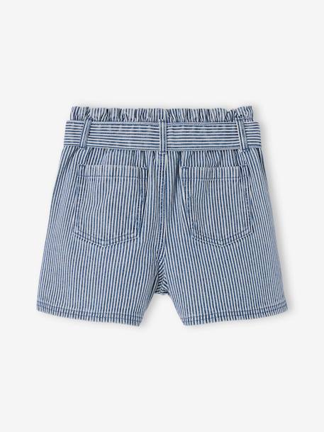 Gestreepte paperbag meisjesshort blauw, gestreept - vertbaudet enfant 