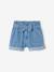Paperbag meisjesshort van licht denim lichtblauw - vertbaudet enfant 
