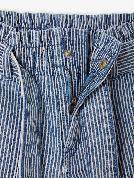 Gestreepte paperbag meisjesshort blauw, gestreept - vertbaudet enfant 