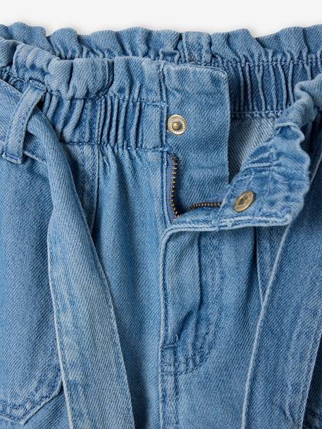 Paperbag meisjesshort van licht denim lichtblauw - vertbaudet enfant 